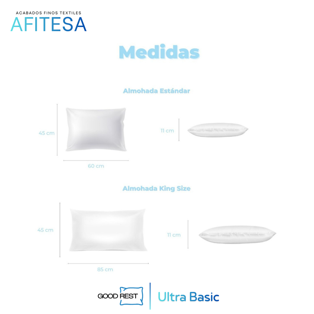 4 Pack Almohadas 2 Std + 2 Ks Ultra Basic Good Rest