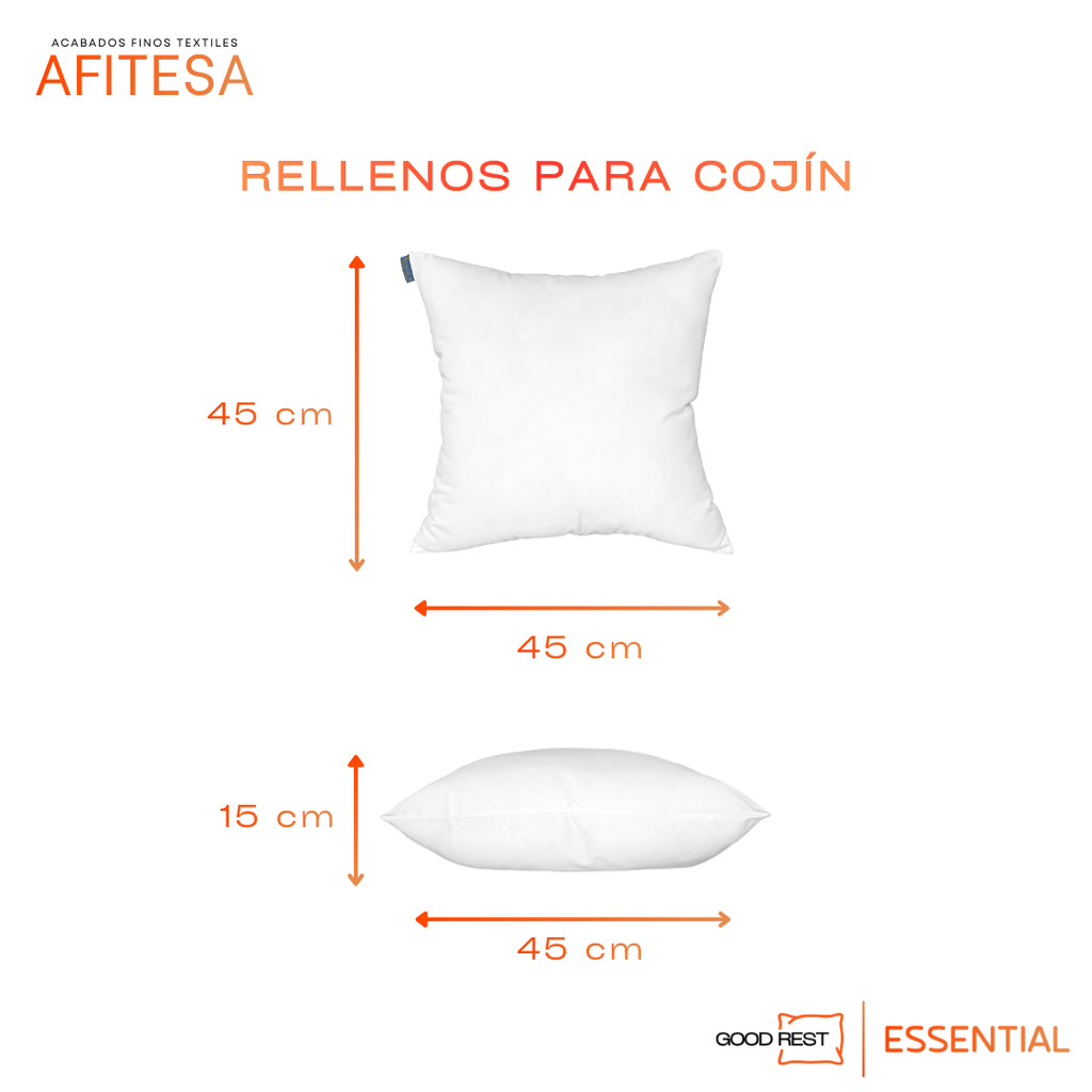 Relleno Para Cojín Good Rest Microfibra Lavable 45x45 2 Pack