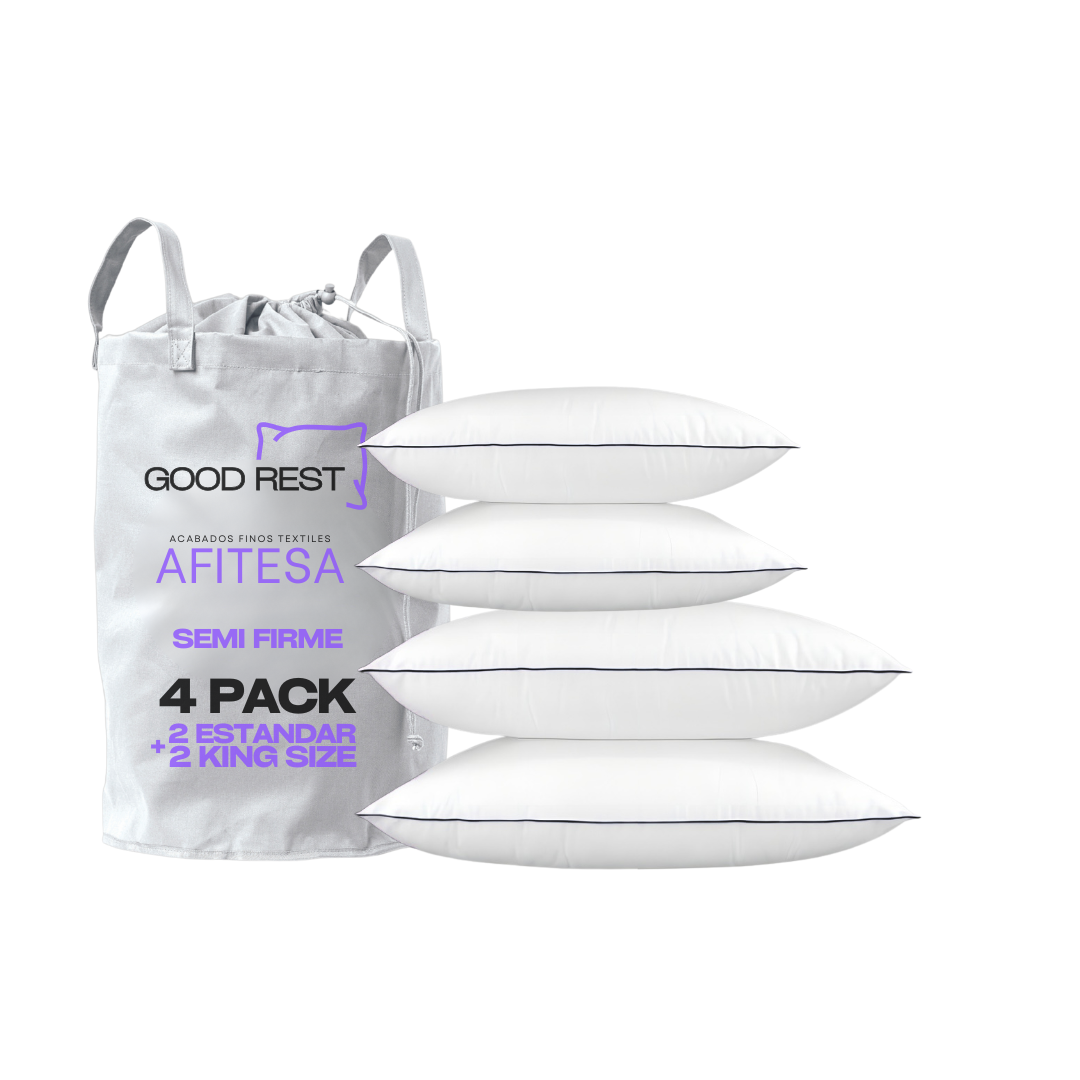 4 Pack Almohadas 2 Std + 2 Ks Deluxe Good Rest Semi Firme