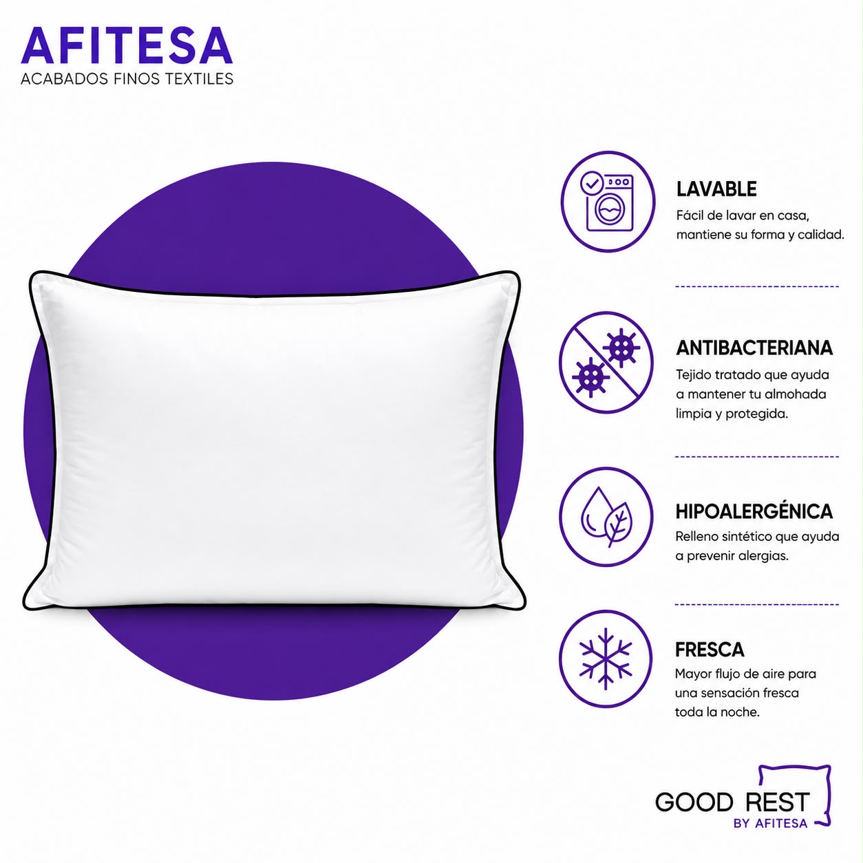 4 Pack Almohadas 2 Std + 2 Ks Deluxe Good Rest Semi Firme