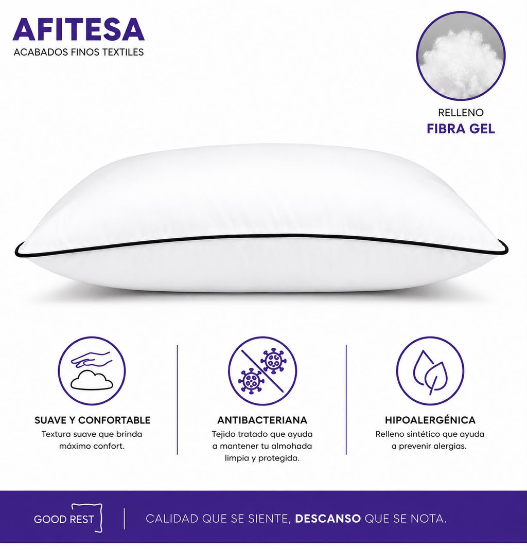 4 Pack Almohadas 2 Std + 2 Ks Deluxe Good Rest Semi Firme