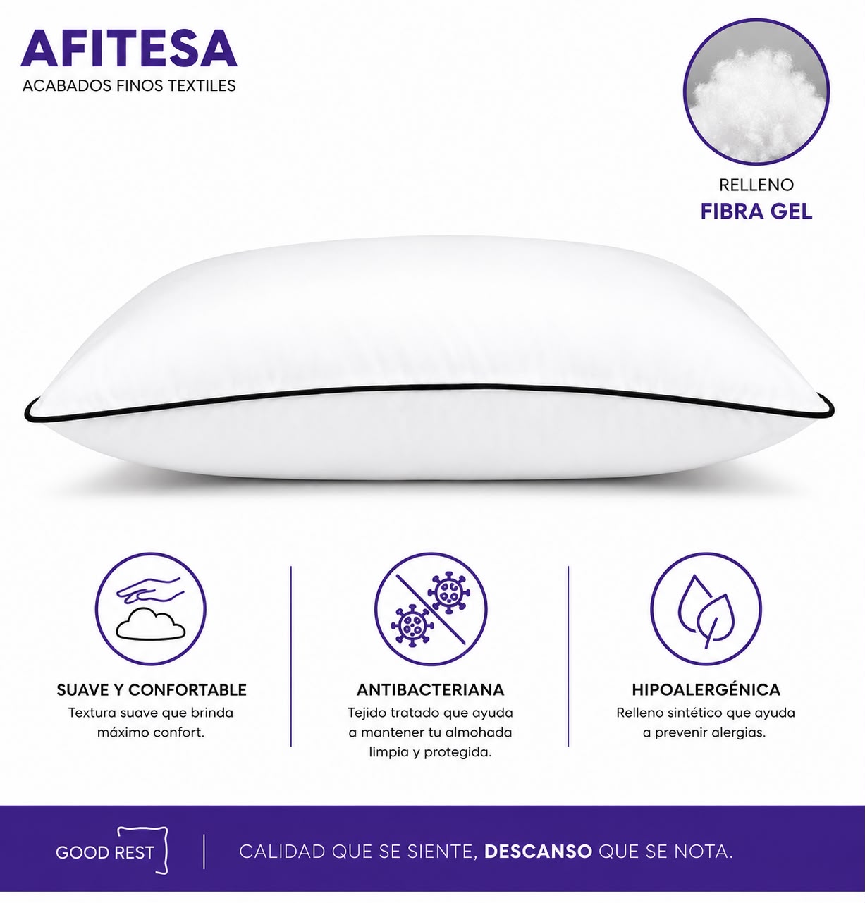 4 Pack Almohadas 2 Std + 2 Ks Deluxe Good Rest Semi Firme